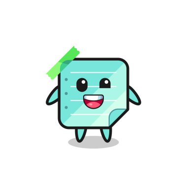 Garip pozları olan mavi yapışkan notlar karakteri, tişört, etiket, logo elementi için şirin bir tasarım