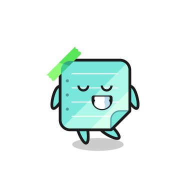 mavi yapışkan karikatür çizimi utangaç bir ifade, tişört, etiket, logo ögesi için şirin bir tarz tasarımı