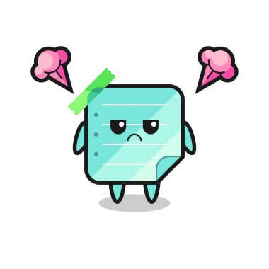 Şirin mavi yapışkan notlar çizgi film karakteri, tişört, etiket, logo elementi için şirin bir tasarım.