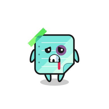 yaralı mavi yapışkan yüzlü karakter, tişört, etiket, logo elementi için şirin tasarım