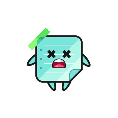 Ölü mavi yapışkan notlar maskot karakteri, tişört, etiket, logo elementi için şirin bir tasarım.