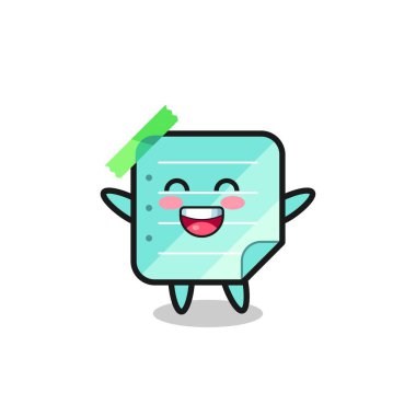 Mutlu bebek mavisi yapışkan notlar çizgi film karakteri, tişört, etiket, logo elementi için şirin tasarım