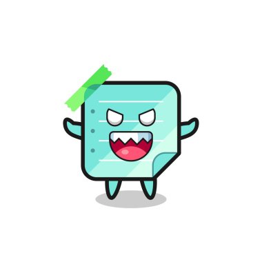 Şeytani mavi yapışkan notlar, maskot karakteri, tişört, çıkartma, logo elementi için şirin bir tasarım.