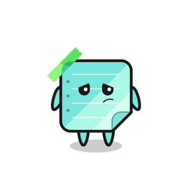 Mavi yapışkan notların tembel jesti çizgi film karakteri, tişört, etiket, logo elementi için şirin tasarım