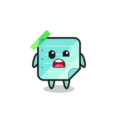 Şirin mavi yapışkan notların maskotu, tişört, çıkartma, logo elementi için şirin bir tasarım.