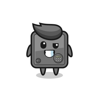 İyimser yüzlü şirin güvenli kutu maskotu tişört, çıkartma, logo elementi için şirin bir tasarım.