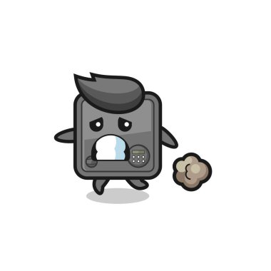 Korku içinde çalışan güvenlik kutusunun çizimi, tişört, etiket, logo ögesi için şirin bir tasarım