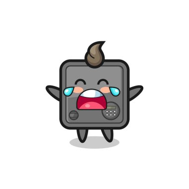 Ağlayan güvenli kutunun çizimi şirin bebek, tişört, çıkartma, logo elementi için şirin tasarım