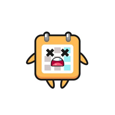 Ölü takvim maskotu karakteri, tişört, etiket, logo ögesi için şirin bir tasarım