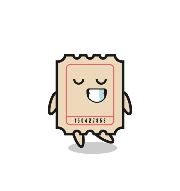 bilet karikatür çizimi utangaç bir ifadeyle, tişört, etiket, logo ögesi için şirin bir tasarım