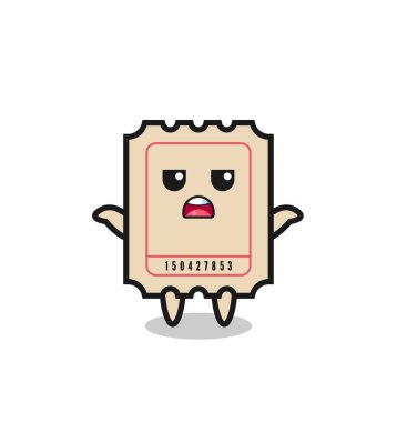 Bilet maskotu karakteri, ne bileyim, tişört, çıkartma, logo elementi için şirin bir tasarım diyor.