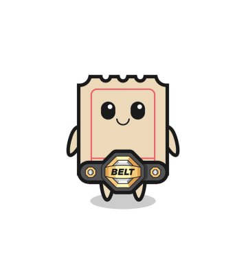 Kemerli MMA savaş biletleri maskotu, tişört, çıkartma, logo elementi için şirin bir tasarım.