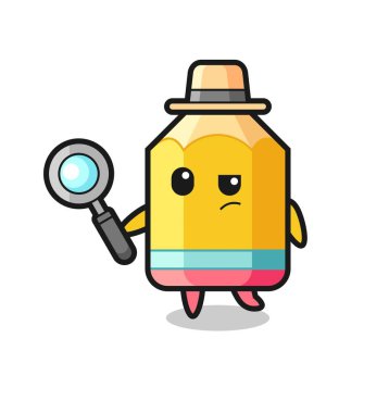 Kalem dedektifi bir davayı inceliyor. Tişört, çıkartma, logo elementi için şirin bir tasarım.