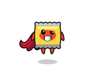 Uçan bir süper kahraman olarak sevimli atıştırmalık karakteri tişört, çıkartma, logo elementi için şirin bir tasarım.