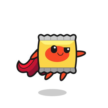 Tatlı atıştırmalık süper kahraman uçuyor. Tişört, çıkartma, logo elementi için şirin bir tasarım.