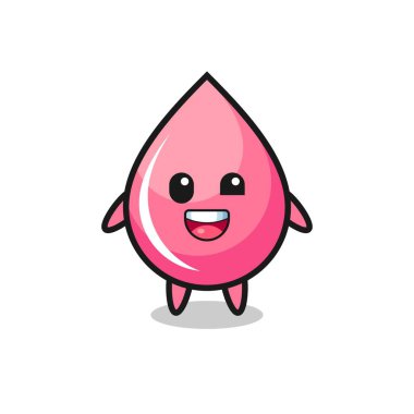 Garip pozları olan bir çilek suyu karakteri, tişört, etiket, logo elementi için şirin bir tasarım.