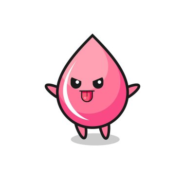 Alaycı pozdaki yaramaz çilek suyu karakteri, tişört, etiket, logo elementi için şirin tasarım.