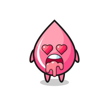 Sevimli bir çilek suyunun aşık olma ifadesi kalp şeklinde gözleri, tişört, çıkartma, logo elementi için şirin bir tasarım.