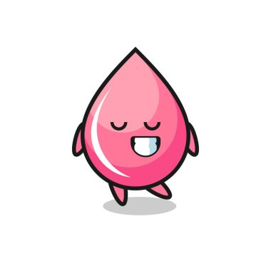 Utangaç bir ifadeyle çilek suyu çizimi, tişört, etiket, logo elementi için şirin bir tasarım.