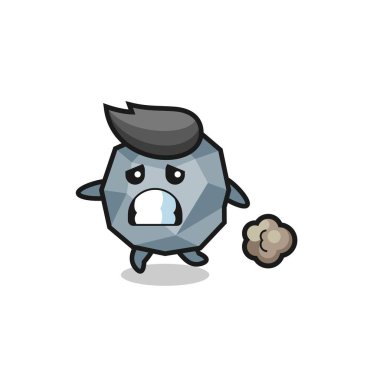 Korkuyla çalışan taşın çizimi, tişört, etiket, logo elementi için şirin tasarım