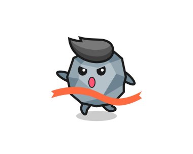 Şirin taş çizimi bitişe ulaşıyor, tişört, etiket, logo elementi için şirin bir tasarım.