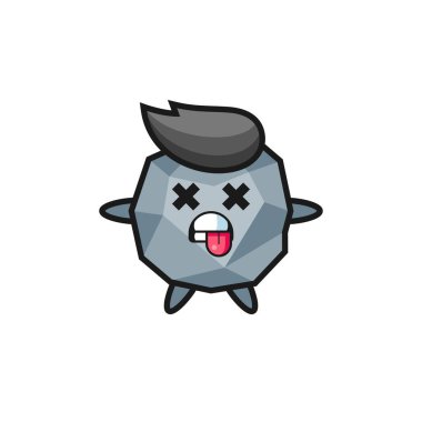 Ölü duruşu olan şirin taşın karakteri, tişört, etiket, logo elementi için şirin tasarım