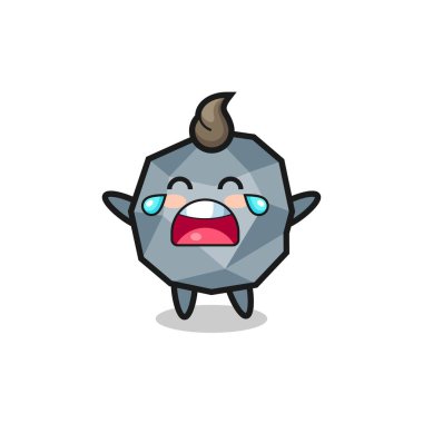 Ağlayan taş gibi bebeğin resmi, tişört, çıkartma, logo elementi için şirin tasarım.