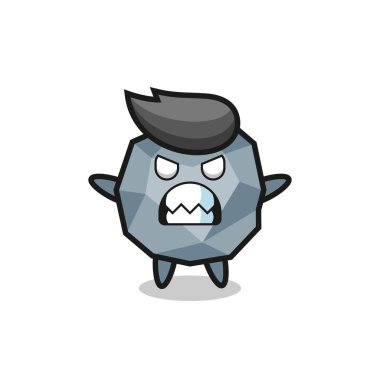 Tişört, çıkartma, logo elementi için şirin bir tasarım olan maskot karakterinin öfkeli ifadesi