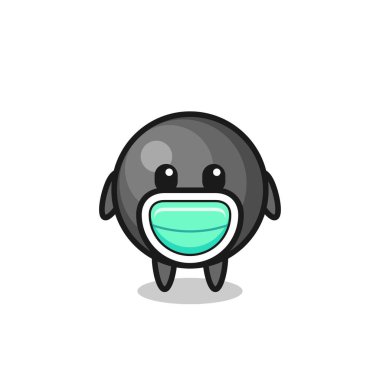 Maske takan sevimli top topu çizgi filmi, tişört, çıkartma, logo elementi için şirin bir tasarım.