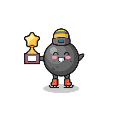 Buz patencisi olarak top güllesi çizgi filmi. Kazanan kupa, tişört, etiket, logo elementi için şirin bir tasarım.