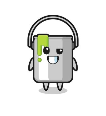 İyimser yüzlü sevimli boya maskotu, tişört, çıkartma, logo elementi için şirin bir tasarım.