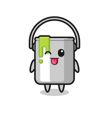 Dilini çıkarırken tatlı ifadeli sevimli boya karakteri tişört, çıkartma, logo elementi için şirin bir tasarım.