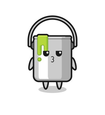 Sevimli boya teneke karakterlerinin sıkılmış ifadesi, tişört, çıkartma, logo elementi için şirin bir tasarım