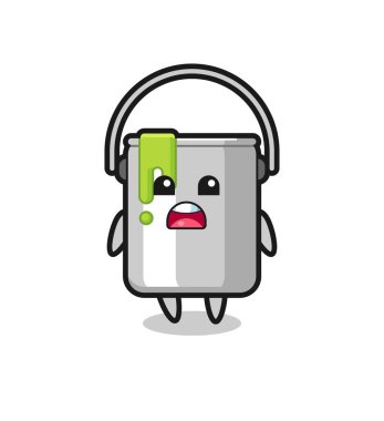 Özür dileyen bir ifadeyle boya kutusu çizimi, tişört, çıkartma, logo elementi için şirin bir tasarım.