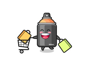 Siyah Cuma illüstrasyonu, şirin sprey boya maskotu, tişört, çıkartma, logo elementi için şirin bir tasarım.