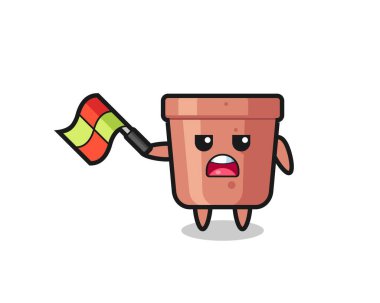 Çizgi film jürisi bayrağı 45 derecelik açıyla kaldırıyor. Tişört, çıkartma, logo elementi için şirin bir tasarım.