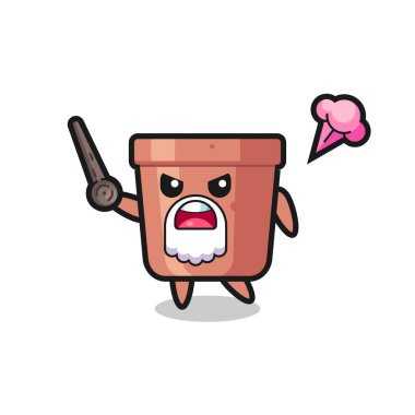 Şirin saksı büyükbaba sinirleniyor, tişört, çıkartma, logo elementi için şirin bir tasarım yapıyor.