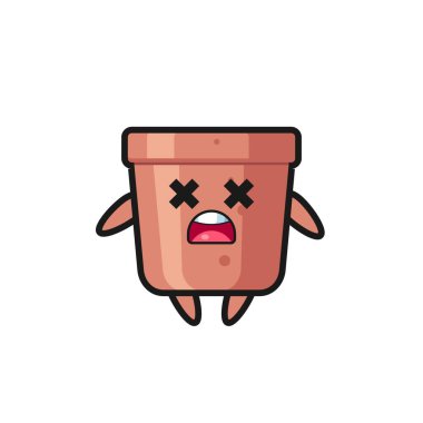 Ölü saksı maskotu karakteri, tişört, çıkartma, logo elementi için şirin bir tasarım.