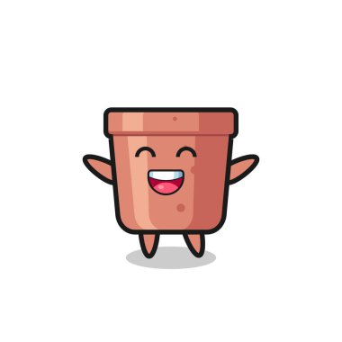 Mutlu bebek saksısı çizgi film karakteri, tişört, çıkartma, logo elementi için şirin bir tasarım.