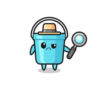 Dedektif olarak sevimli plastik kovanın maskotu tişört, çıkartma ve logo elementleri için şirin bir tasarım.