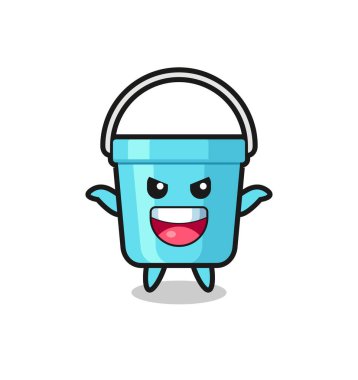 Şirin plastik kovanın korku jesti yapması, tişört, çıkartma, logo elementi için şirin bir tasarım.