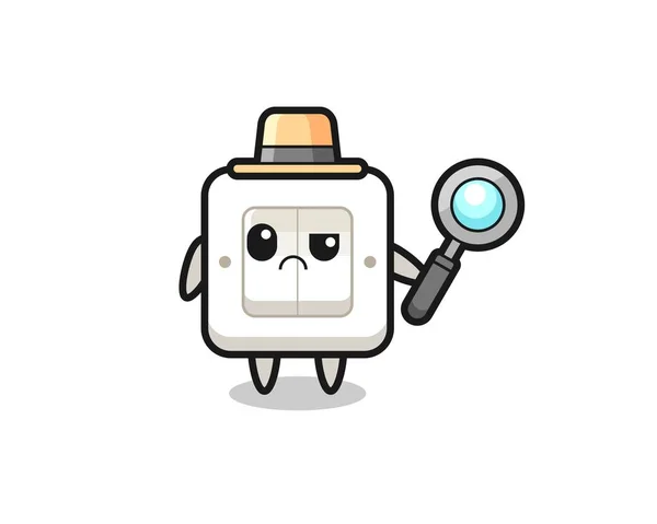 Mascota Del Interruptor Luz Lindo Como Detective Diseño Estilo Lindo — Archivo Imágenes Vectoriales