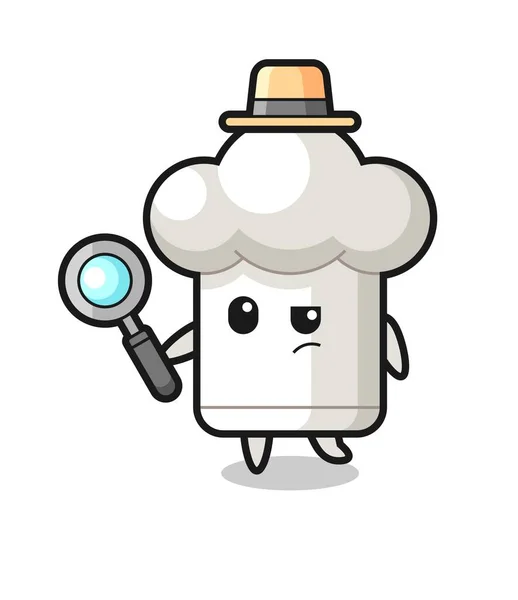 Chef Hat Detective Character Analyzing Case Cute Style Design Shirt — Stock Vector