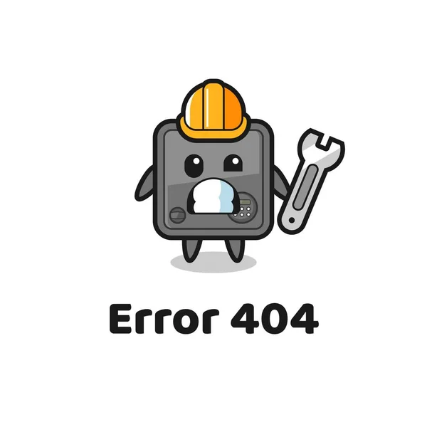 Errore 404 Con Simpatica Mascotte Cassetta Sicurezza Design Carino Stile — Vettoriale Stock