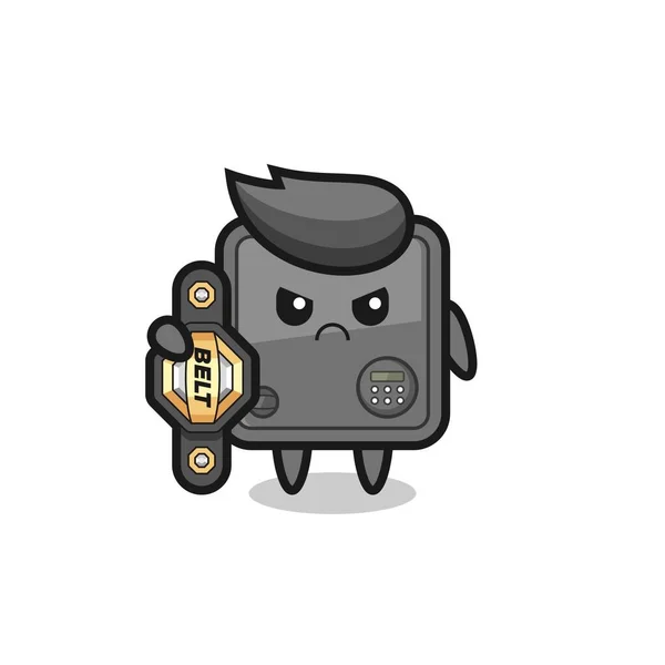 Personagem Mascote Caixa Segura Como Lutador Mma Com Cinto Campeão —  Vetores de Stock