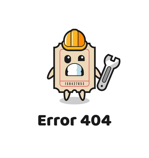 Fehler 404 Mit Dem Niedlichen Ticket Maskottchen Niedlichem Design Für — Stockvektor
