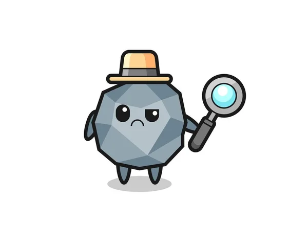 Mascota Piedra Linda Como Detective Diseño Estilo Lindo Para Camiseta — Vector de stock