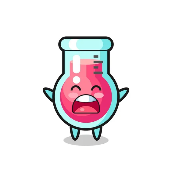 Cute Laboratory Beaker Mascot Yawn Expression Cute Style Design Shirt — Stock Vector