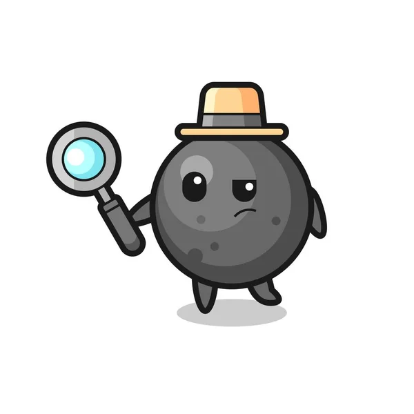 Personaje Detective Bala Cañón Está Analizando Caso Lindo Diseño Estilo — Vector de stock