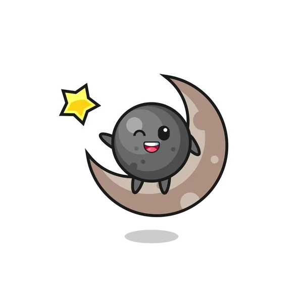 Illust Dibujo Animado Bola Del Cañón Que Sienta Media Luna — Archivo Imágenes Vectoriales